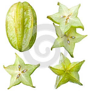 Carambole on white background. Collection