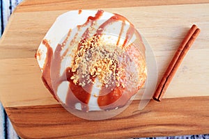 Caramel Apple doughnut and coffee