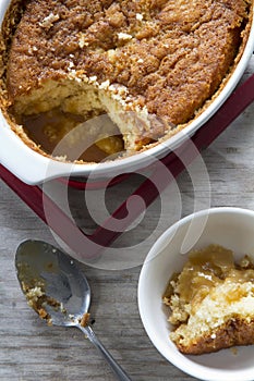 Caramel Apple Pudding Dished in Bowl - Vertical