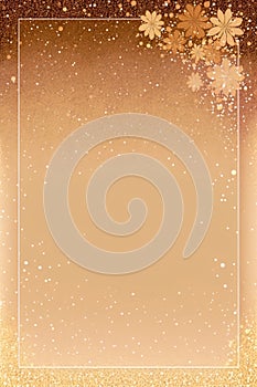 Caramel Brown Background Glitter Silhouettes Flowers Vertical Mobile Postcard. Generative AI