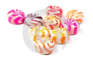 Caramel candies close-up isolated