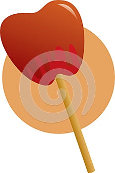 Caramel candy apple in a stick illustration
