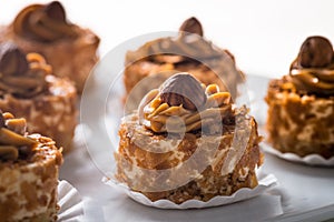 Caramel Cream Cakes with Hazelnuts