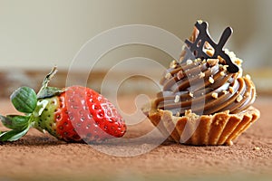 Caramel cupcake with strawberry