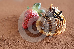 Caramel cupcake with strawberry