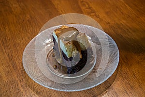 Caramel de leche dripping down the edges of a cake slice