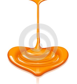 Caramel heart-shaped flow with clipping path