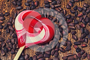 Caramel lollipop heart