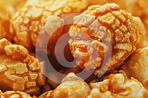 Caramel popcorn macro as a background  full-screen texture