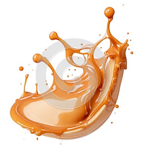 Caramel splash isolated on white background