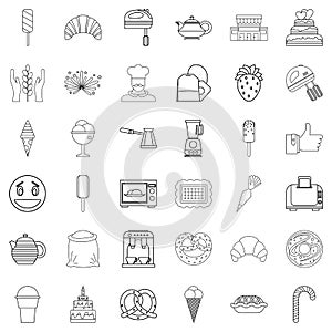 Caramelize icons set, outline style