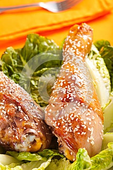 Caramelized chicken thighs with sesame