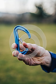 Caranbiner for climbing. Climbing equipment.