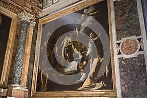 Caravaggio, martyrdom of St. Matthew, church of Saint Louis of t photo