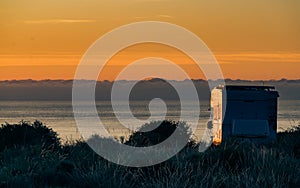 Caravan camping on coast, Spain