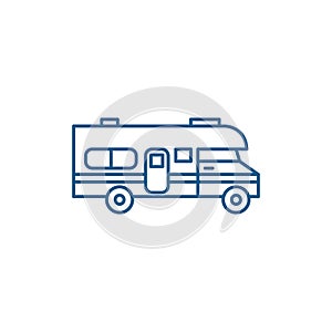 Caravan car line icon concept. Caravan car flat  vector symbol, sign, outline illustration.