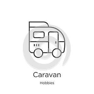 caravan icon vector from hobbies collection. Thin line caravan outline icon vector illustration. Outline, thin line caravan icon