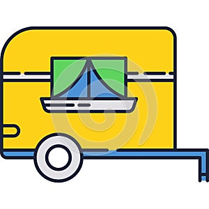 Caravan icon vector rv camper trailer isolated