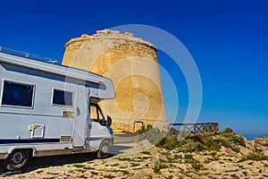 Caravan at Mesa Roldan tower, Spain