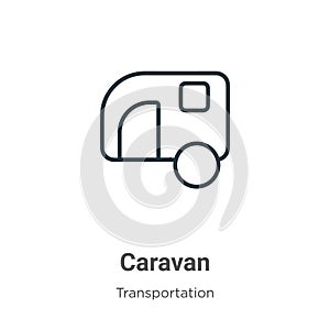 Caravan outline vector icon. Thin line black caravan icon, flat vector simple element illustration from editable transportation