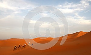 Caravan among the sand dunes