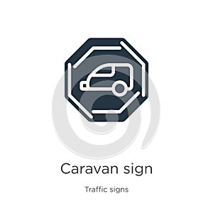 Caravan sign icon vector. Trendy flat caravan sign icon from traffic signs collection isolated on white background. Vector