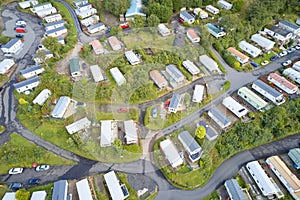 Caravan site park aerial view traveller holiday homes at Cloch site near Wemyss Bay