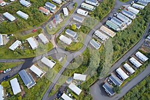 Caravan site park aerial view traveller holiday homes at Cloch site near Wemyss Bay