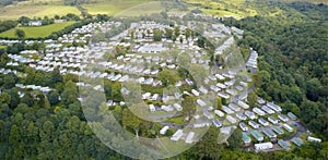 Caravan site park aerial view traveller holiday homes at Cloch site near Wemyss Bay