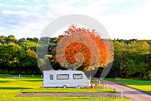 Caravan trailer  in camping,