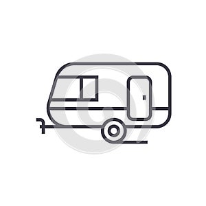 Caravan vector line icon, sign, illustration on background, editable strokes
