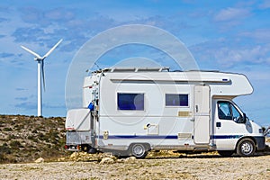 Caravan and wind turbine