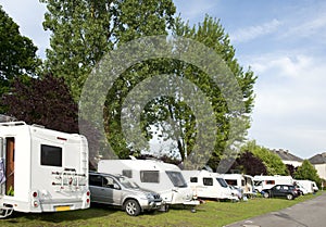 Caravans and campers at camping site