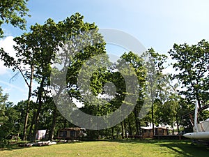 Caravans camping in a campground