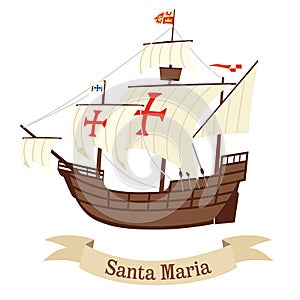 Caravel Santa Maria. The ship of Christopher Columbus