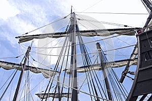 Caravel Ship Masts Sails and Ropes