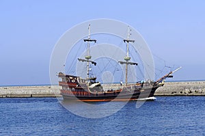 Caravele leaving a port