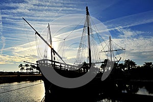 The caravels of Christopher Columbus, La Rabida, Huelva province, Spain