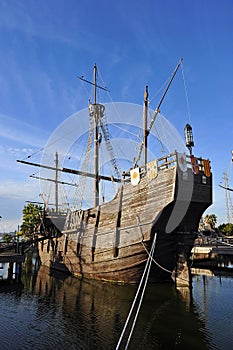 The caravels of Christopher Columbus, La Rabida, Huelva province, Spain