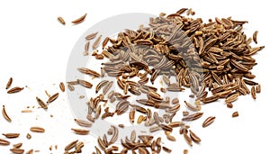 Caraway seeds on white background