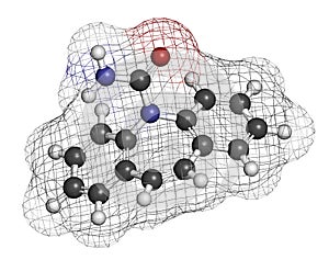 Carbamazepine anticonvulsant and mood stabilizing drug molecule. Used to treat epilepsy convulsions, bipolar disorder and a.