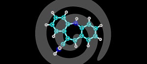 Carbamazepine molecular structure isolated on black