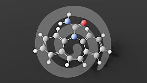 carbamazepine molecular structure, tegretol, ball and stick 3d model, structural chemical formula with colored atoms