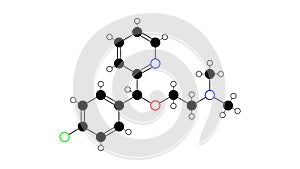 carbinoxamine molecule, structural chemical formula, ball-and-stick model, isolated image antihistamine