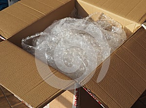 carboard box with bubble wrap