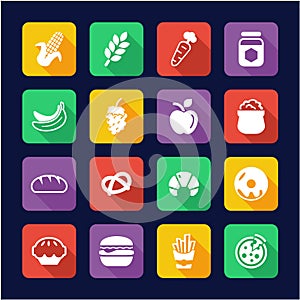 Carbohydrate Food or Carbs Food Icons Flat Design