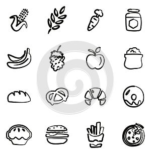 Carbohydrate Food or Carbs Food Icons Freehand