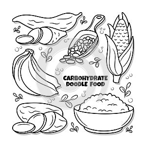 Carbohydrate food element set with outline illustration