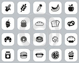 Carbohydrate Food Icons Black & White Flat Design Set Big