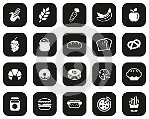 Carbohydrate Food Icons White On Black Flat Design Set Big